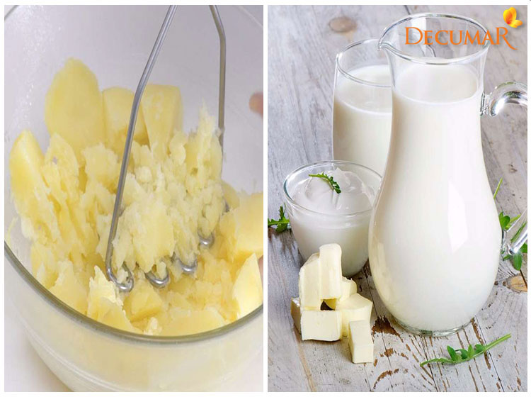 Khoai tây và sữa tươi sẽ cung cấp dưỡng chất giúp trị mụn, làm sáng da, mờ thâm