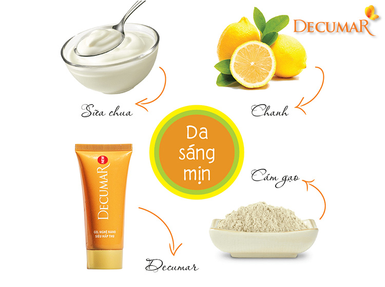 Công thức Decumar, cám gạo, chanh, sữa chua trị sẹo thâm toàn thân